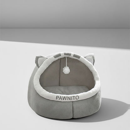 Cloud-Soft Semi-Enclosed Calming Cat Bed