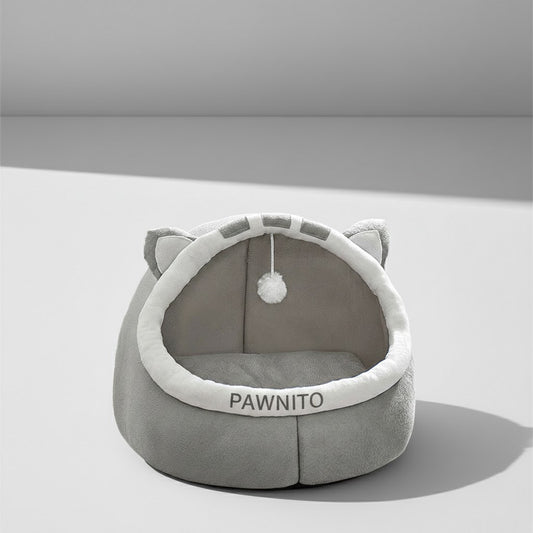 Cloud-Soft Semi-Enclosed Calming Cat Bed