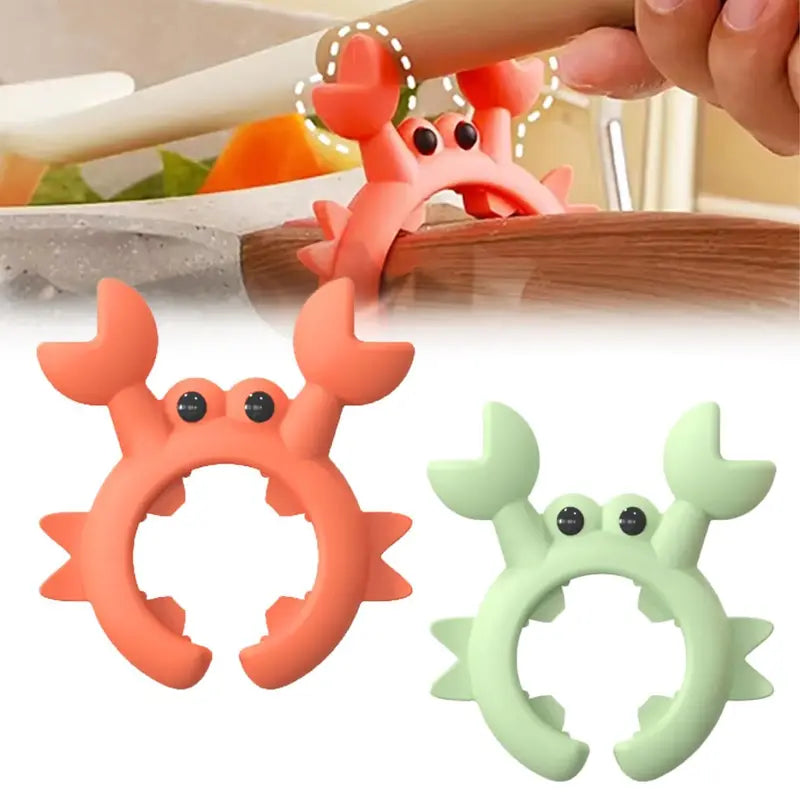 Cute Crab Design Silicone Spatula Holders, 2.5in Mini Kitchen Heat-resistant Spatula Rack Spoon Rest Holder Steam Releaser, Cooking Accessory for Home Chefs, Cooking Accessories Gifts
