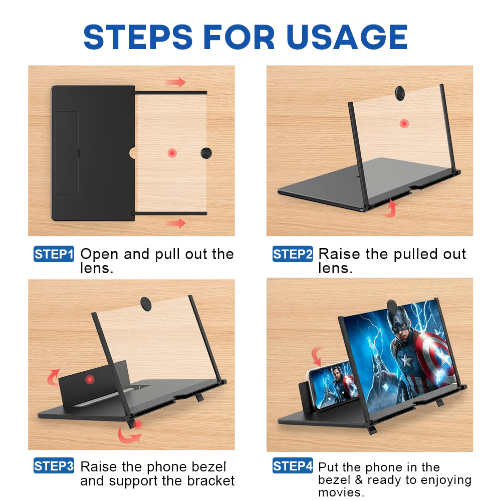 High Definition 3D Mobile Phone Screen Video Magnifier