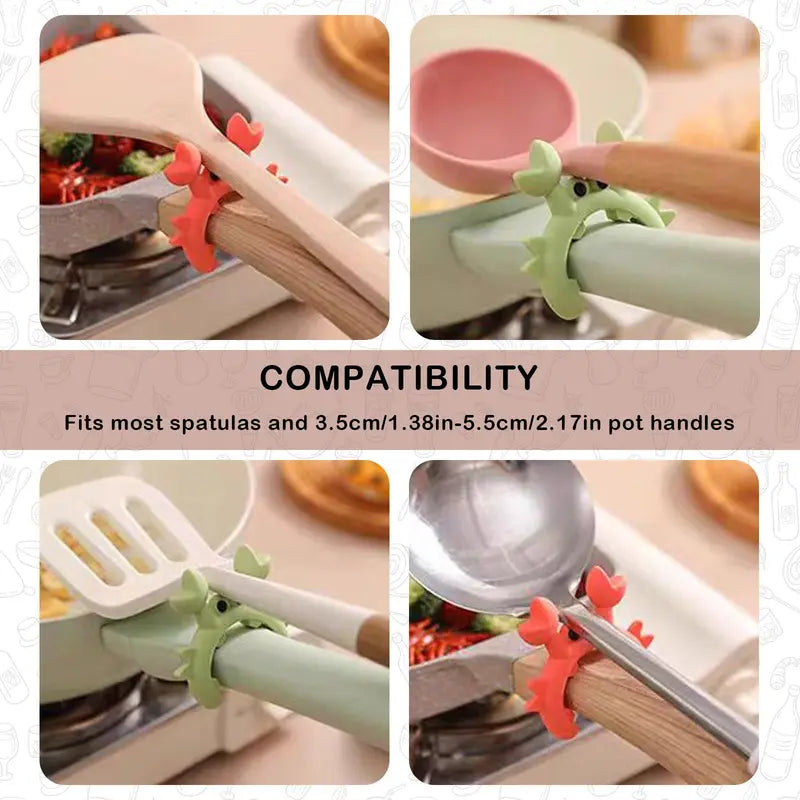 Cute Crab Design Silicone Spatula Holders, 2.5in Mini Kitchen Heat-resistant Spatula Rack Spoon Rest Holder Steam Releaser, Cooking Accessory for Home Chefs, Cooking Accessories Gifts